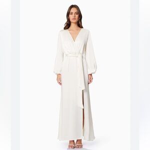 Kai V Neck Tie Maxi Dress In White, Ellliat, NWT